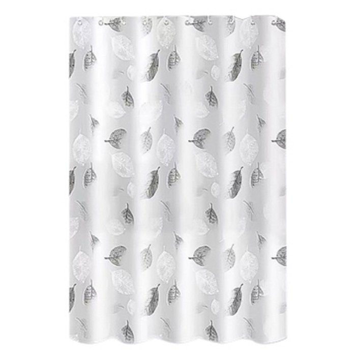 블럭마트 심플 나뭇잎 샤워커튼