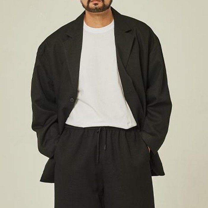트래드클럽 남자 빅사이즈 오버핏 정장 자켓 블레이저 블랙 (2XL-5XL)