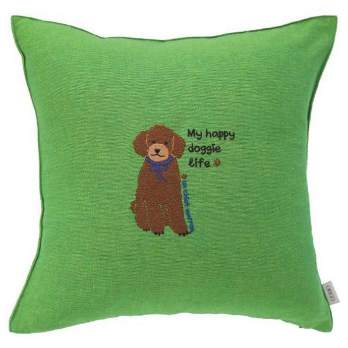 오리고 도그 자수 쿠션 커버
