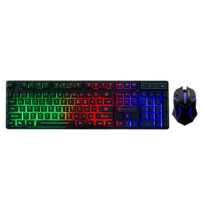 지클릭커 슈퍼히어로 유선키보드 마우스 세트, 블랙, GMK-180, 일반형