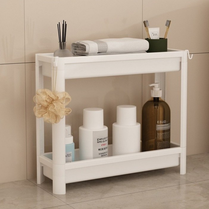 BenF Home 욕실 2단 선반 화장실 세탁실 플라스틱 틈새 샴푸 세제 수납 스탠드 정리대