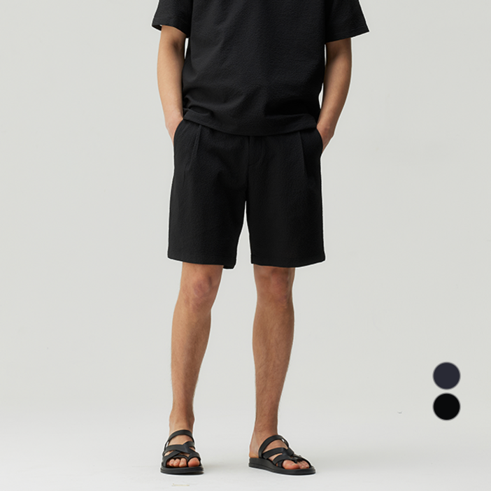 마인드브릿지 남성용 올데이쿨 릴랙스핏 원턱 투톤서커 하프팬츠 MZHP3130