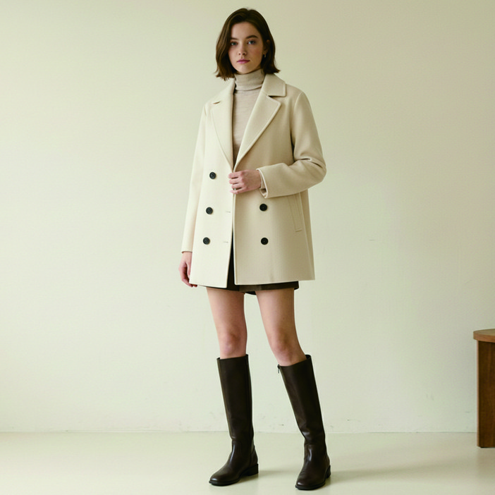 올리브데올리브 여성용 루즈핏 더블 모직 코트