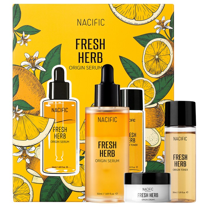 네시픽 프레쉬 허브 오리진 토너 30ml 세럼 50ml 크림 12ml 세트, 1세트