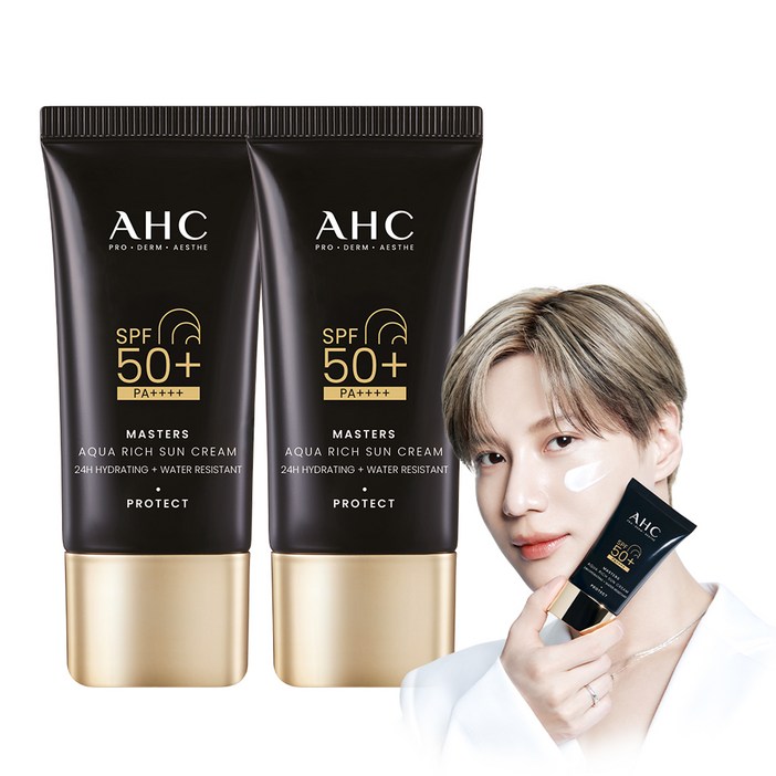 AHC 마스터즈 아쿠아 리치 선크림 SPF50 PA, 30ml, 2개
