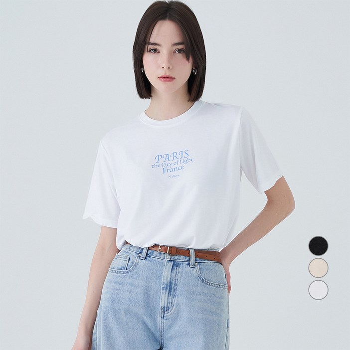 ELLE PARIS 여성용 찰랑 레이온 City 반팔 티셔츠