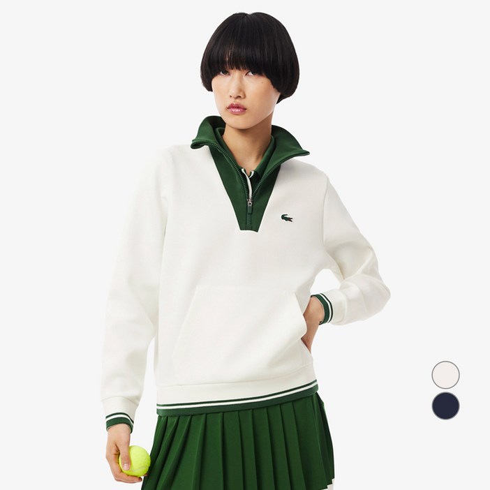 라코스테 여성용 테니스 헤리티지 반집업 맨투맨 SF863455N