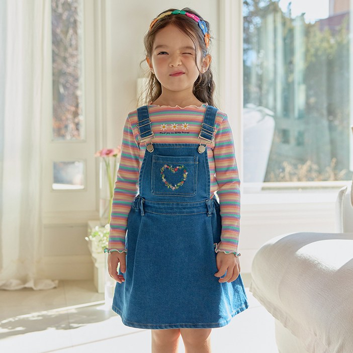 베베쥬 러브가든 멜빵 원피스