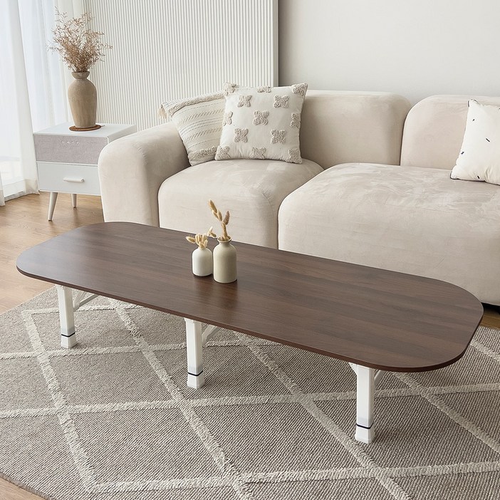 스토리퍼니쳐 국내생산 E0 LPM 4단높이조절 쌍발 오버라운드 쇼파 테이블, 콜롬비아월넛