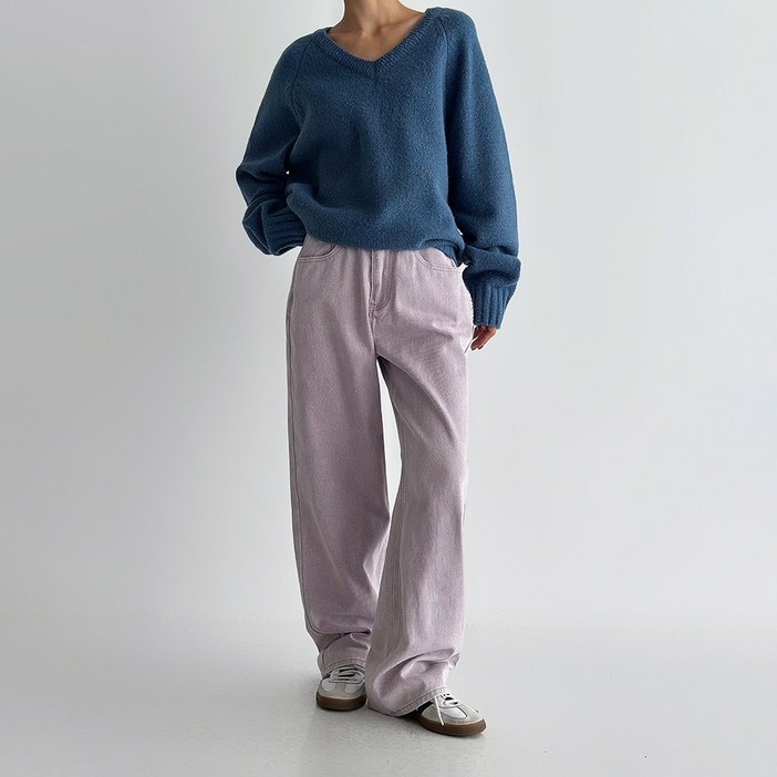 여성 피그먼트 코튼 와이드팬츠 빈티지 워싱 데일리룩