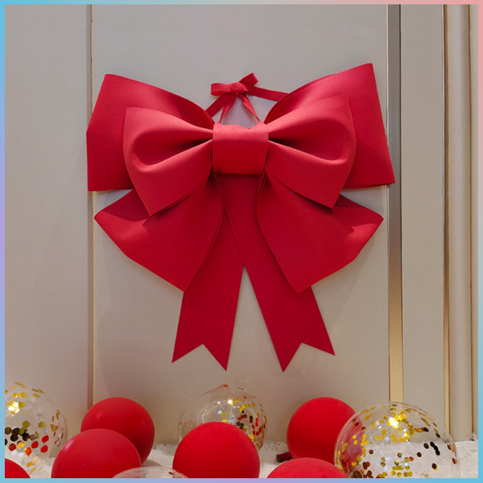 리본테라스 대왕리본 3라인 레이어드 DIY 리본재료 장식품 이벤트 선물용 파티 웨딩카, 1개, 레드