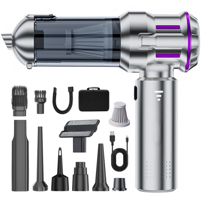 국내발송 RichMagic 16000pa 고성능 핸디 무선 청소기 BLDC 브러시리스 대흡력 휴대용 청소기 3단 조절 차량용/가정용/애견멀티청소기, 은보라색