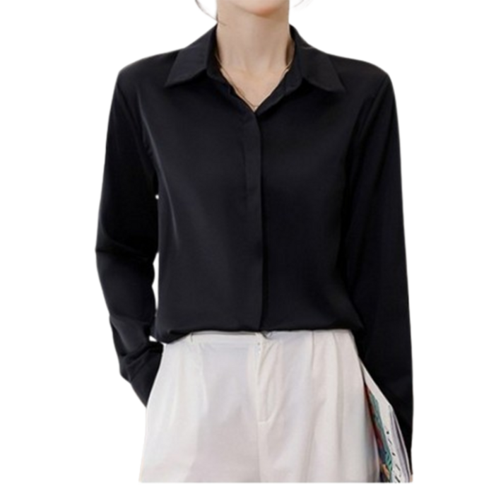 구김적은 여성 히든버튼 셔츠