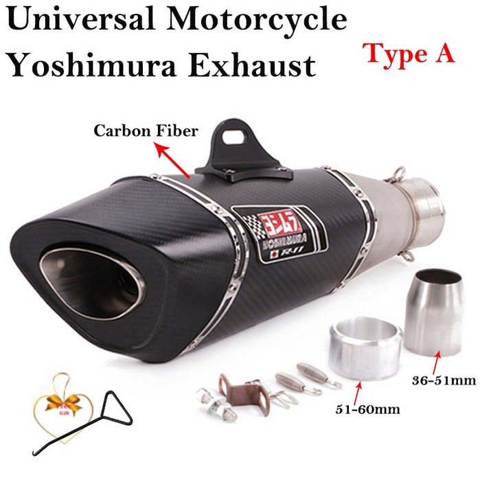 범용 오토바이 요시무라 R11 배기 파이프 이스케이프 수정 머플러, MT-09 닌자 250 400 Z1000 CBR1000RR 용, 03 Type A, 1개