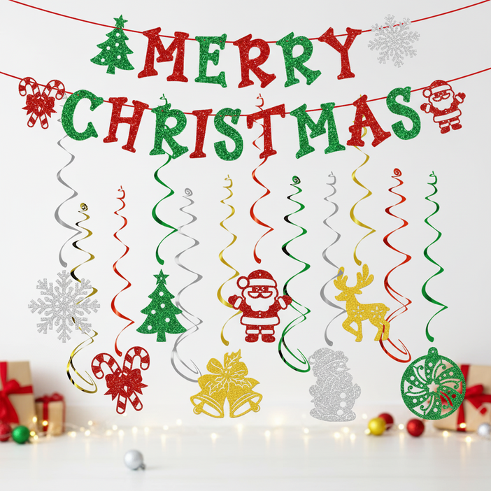 [내가주인공] 애니윙 글리트 모빌형 크리스마스 가랜드 3M 2P