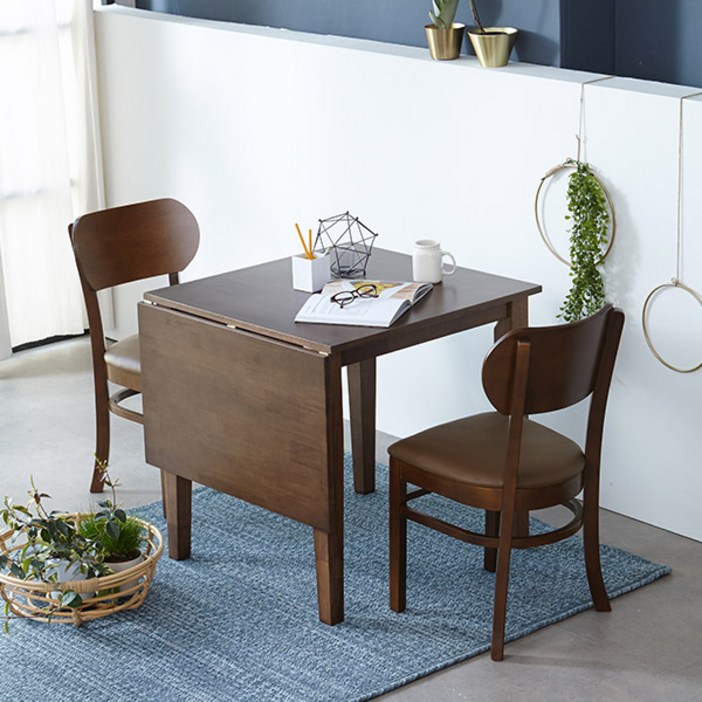 [리비니아] HPM 크리미 마가린 원목 접이식 확장형 2인 4인 식탁세트, 월넛