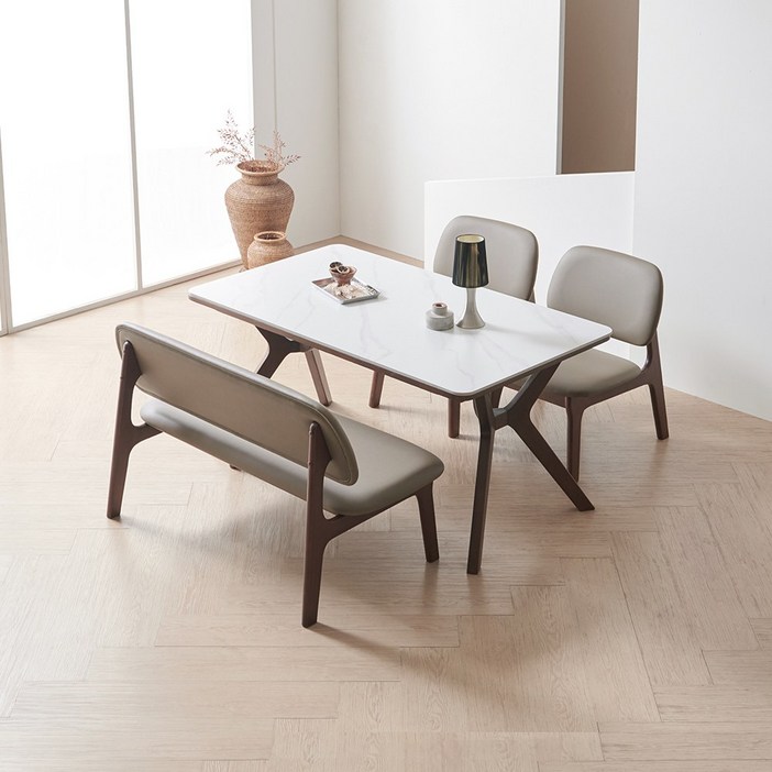 라로퍼니처 블렌드 1400 포세린 통 세라믹 패밀리 4인 낮은 식탁 세트