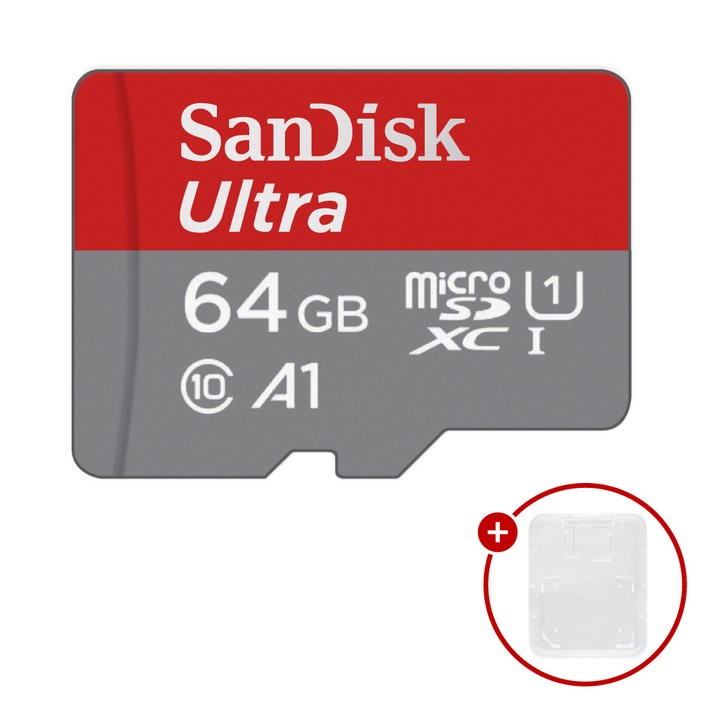 샌디스크 마이크로SD카드 Ultra A1 울트라 SDSQUAB064GB SD카드 케이스