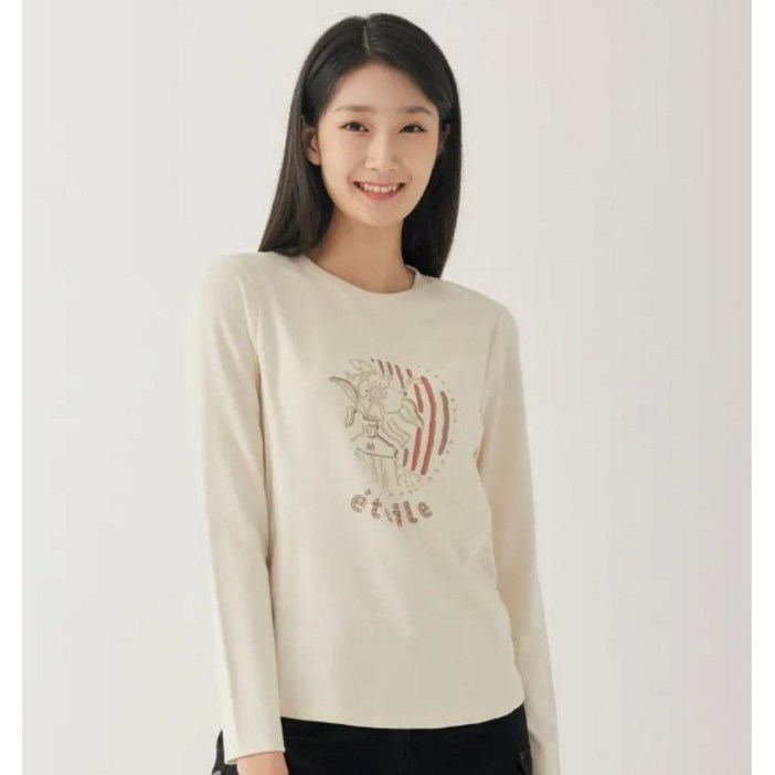 지센 뉴코아창원점 아네모네꽃꽂이원포인트라운드긴팔티셔츠 ##면혼방에 신축성 좋은 데일리 아이템