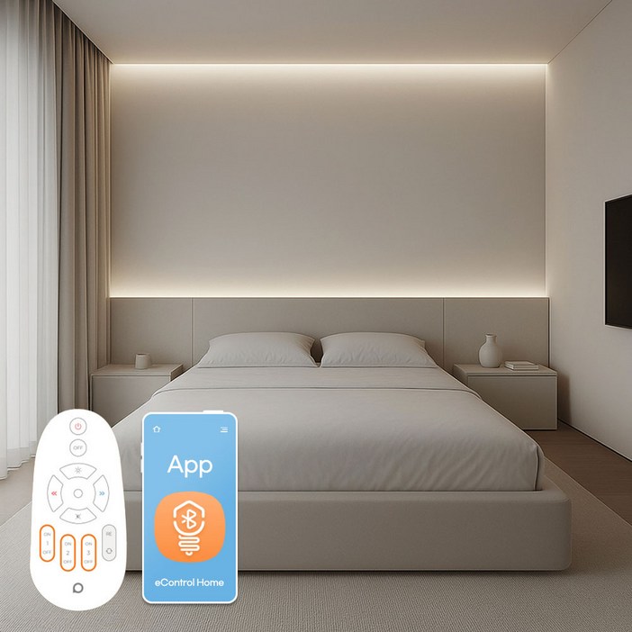 전기공사필요없는 LED조명 인테리어 거실 간접조명 천장등 스마트체인지T5 3색컬러체인지(리모컨포함)