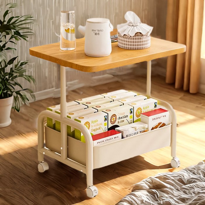 이동식 침대 쇼파 사이드 테이블, 우드