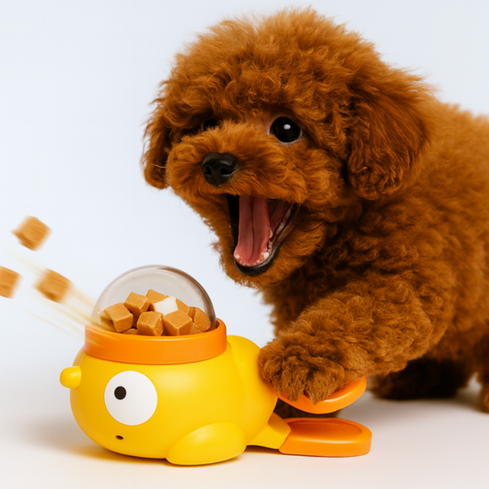 귀여운 강아지 고양이 겸용 간식 퍼즐 토이 오리 장난감