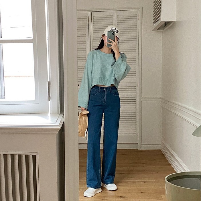 큐니티 여성용 베이직 일자 와이드 데님 팬츠 청바지 빅사이즈 3COLOR