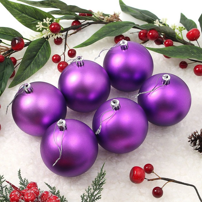 감동성탄 도토로 퍼플 무광볼 6p세트8cm 트리 장식구슬