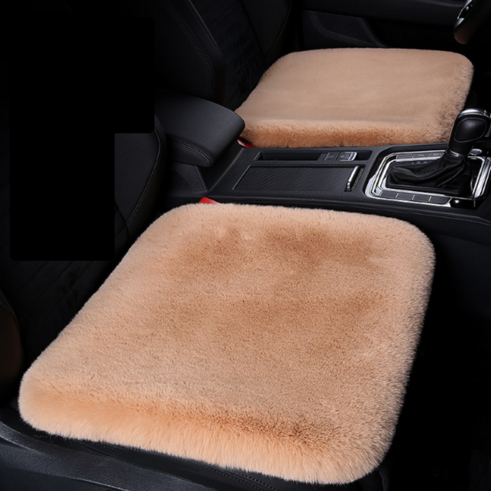 LIG 자동차 방석 양모방석 겨울방석 털방석 시트 운전1P조수1P2개세트, 뒷좌석1P, 차량용 방석, 아이보리, 1세트