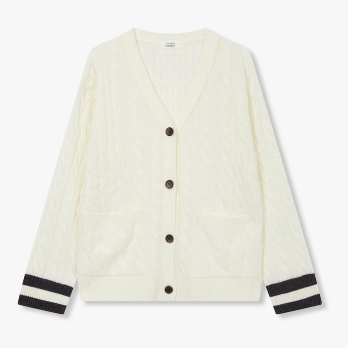 스튜디오 톰보이 케이블 브이넥 가디건_9175351971Z1 328382