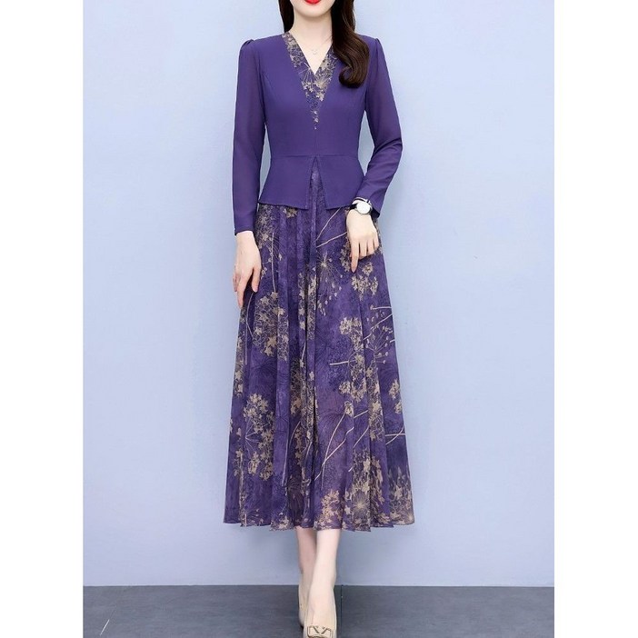 딜마켓 상해원피스  여성 고급스러운 롱 긴팔 원피스