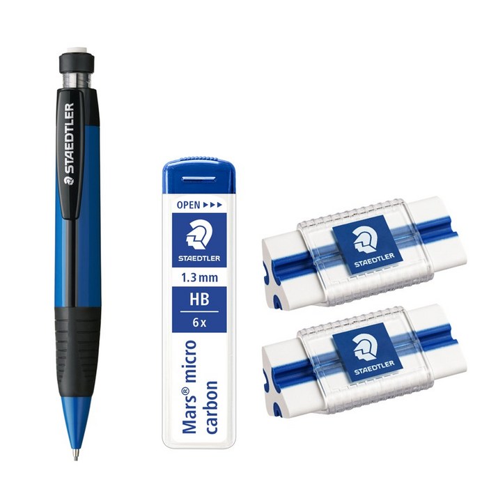 국내 미출시 스테들러 한정판 문구세트 V2 학용품 준비물세트 필기 새학기 맞춤선물 어린이, 1세트, 771블루샤프심지우개