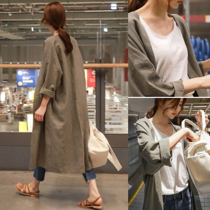 MFNC030040 레이디 롱 루즈 코트 재킷 여름자켓 여성자켓 가을자켓 린넨자켓 룩 데이트 롤업자켓