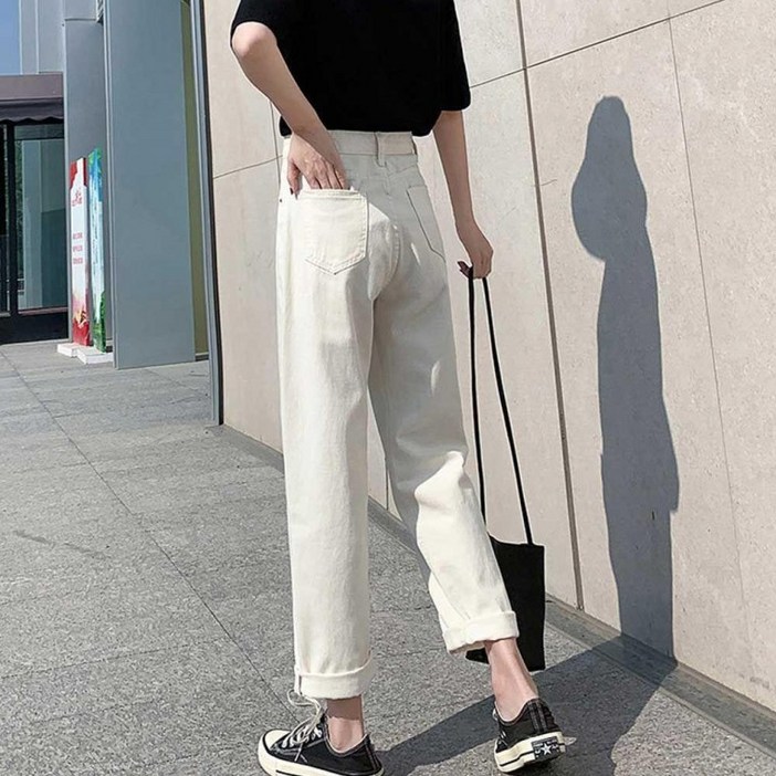 (아나쿠)여자 단정 편안한 코디 스트레이트진 일자 롤업 팬츠 청바지 쇼핑몰 20대 일자핏 데일리