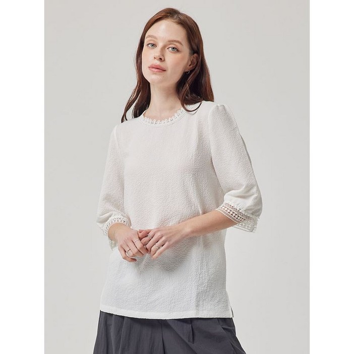 올리비아하슬러 화이트 레이스 포인트 티셔츠 OHBMTS305
