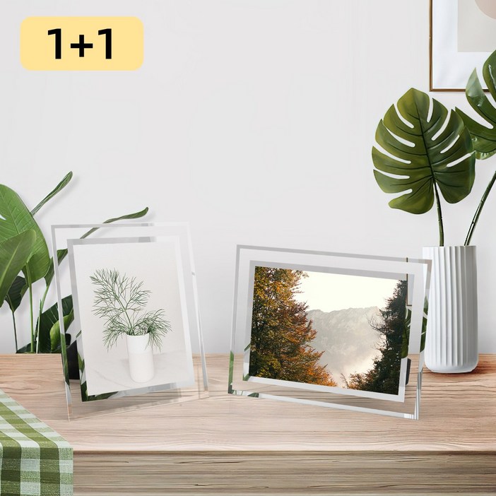 크리스탈 라인 유리액자 스탠드 가족 결혼 애기 사진 액자