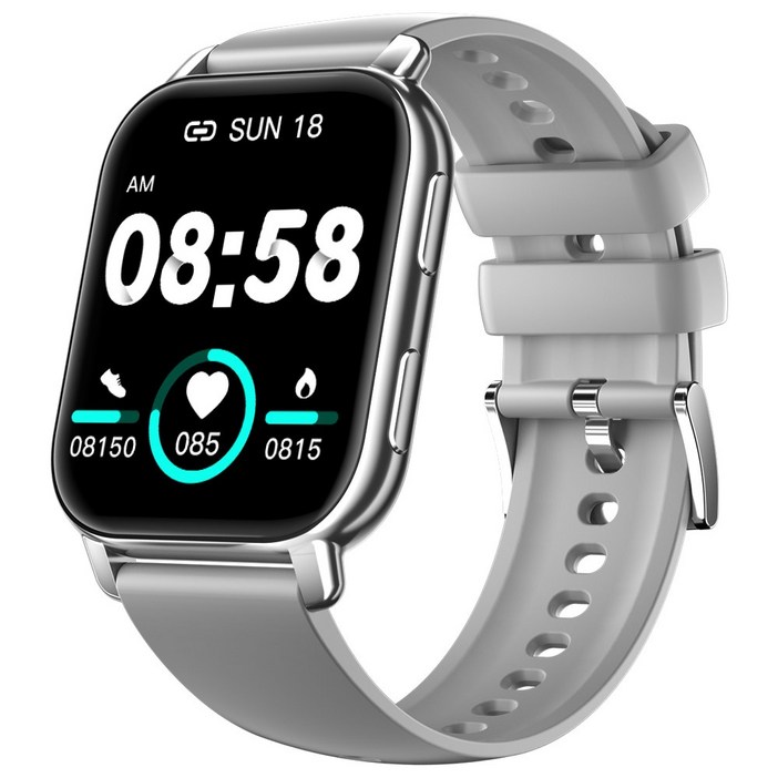 WAPIK 통화가능 웨어러블 블루투스 스마트 워치 P5S 1.85인치, GPS  블루투스, 4.7cm, 실버