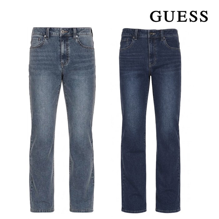 게스 남성 하이라이즈 스트레이트 일자핏 데님 청바지