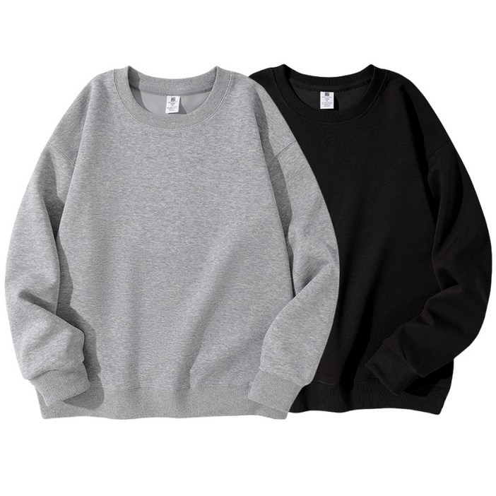 1+1 남자 맨투맨 긴팔티 데일리 오버핏 무지 면질 맨투맨 2장 세트 남녀공용 Sevenmoon