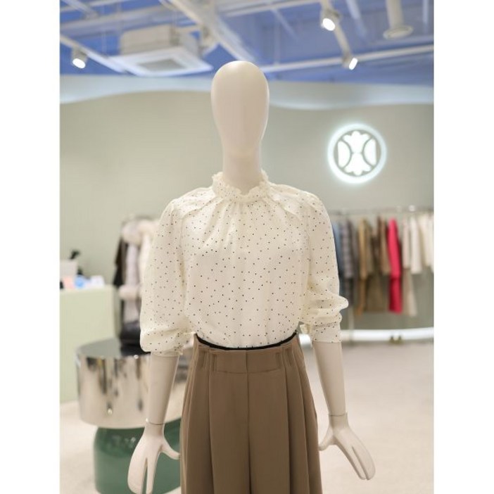 백화점 DEWL 듀엘 도트 프릴넥 블라우스 L254MSC040 아울렛