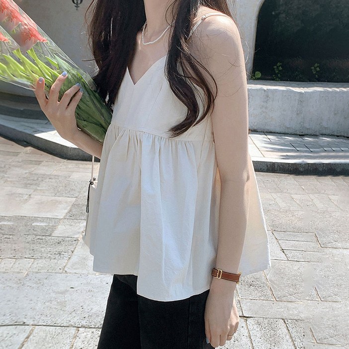 플레르 rullie 끈 나시 셔링 크롭 티 플레르 rullie 끈 나시 셔링 크롭 티