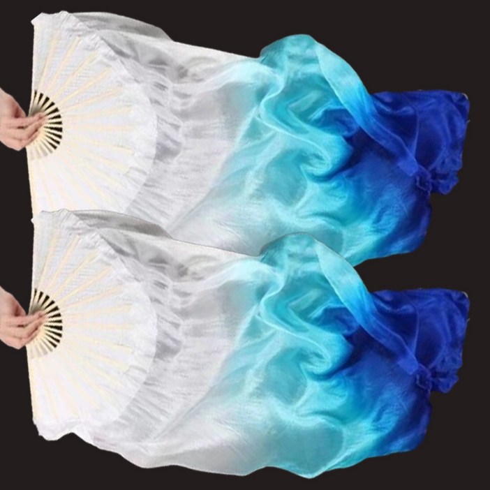 1+1 양손 너슬부채 한국무용 부채춤 그라데이션 공연 팬베일 주름 전통