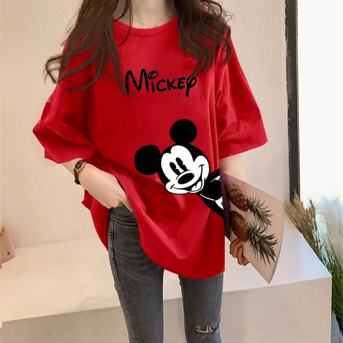 손드르 여자  미키 도널드 큰 사이즈 오버사이즈 박시 반팔 티(M-5XL)