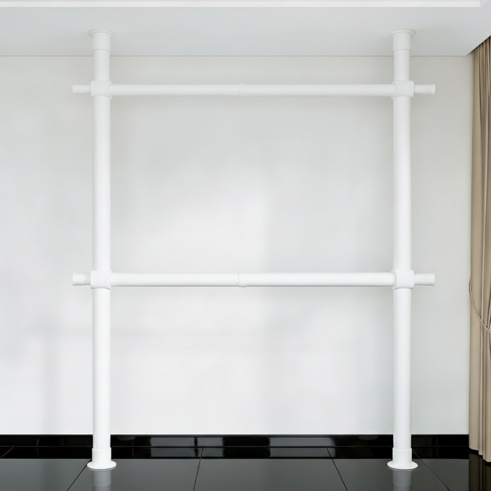 38파이 와이드 2단 행거 고강도 스틸 파이프 설치형 튼튼한 시스템 행거