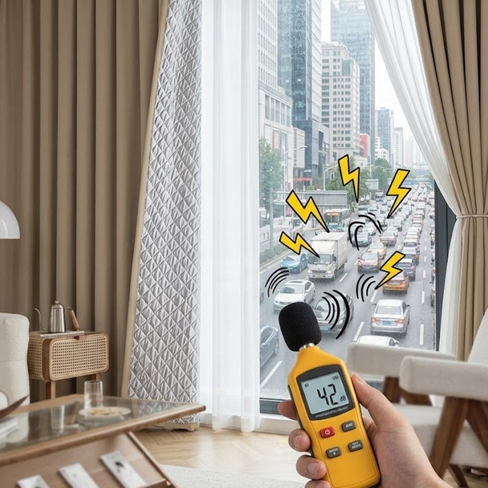 하루꿈 암막커튼 3중직 두꺼운 패딩커튼 방음 단열 보온 사계절 아일렛형 거실 바람막이 커튼