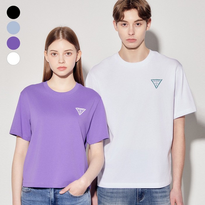 게스 유니 세미오버 미디움삼각 반팔티셔츠 NP2K9402