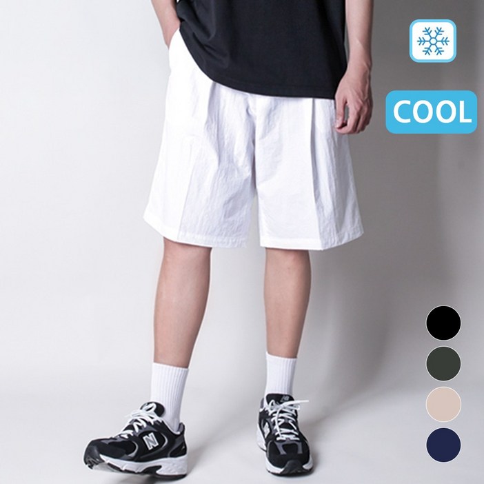 [디아웃핏] 시원한 버뮤다팬츠 나일론 와이드 반바지 여름 댄디 밴딩 방수