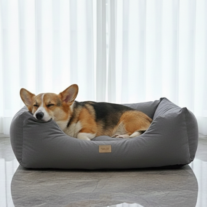 하개랩 강아지 울타리 방석 침대 방수 커버분리, 1개, 차콜그레이