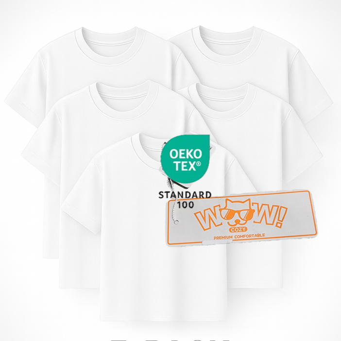 와우코지 5장 면티 30수 무지 라운드 오코텍스 빅사이즈 반팔 티셔츠 남녀공용