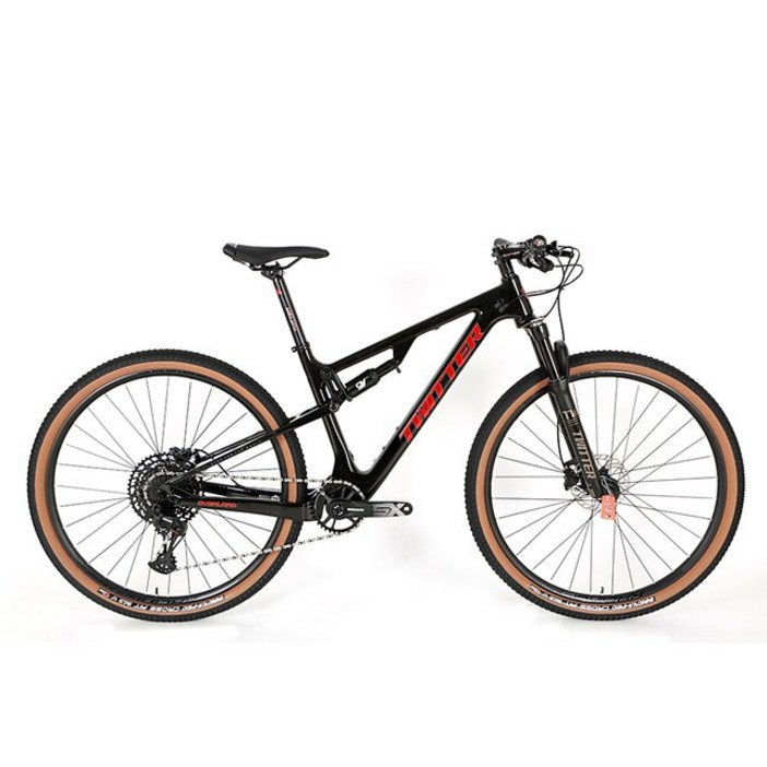 접이식 자전거 초경량 이동식 자전거Twitterbicycle Overlord M610012S 듀얼 서스펜션 산악 자전거 유압, 02 Black red01